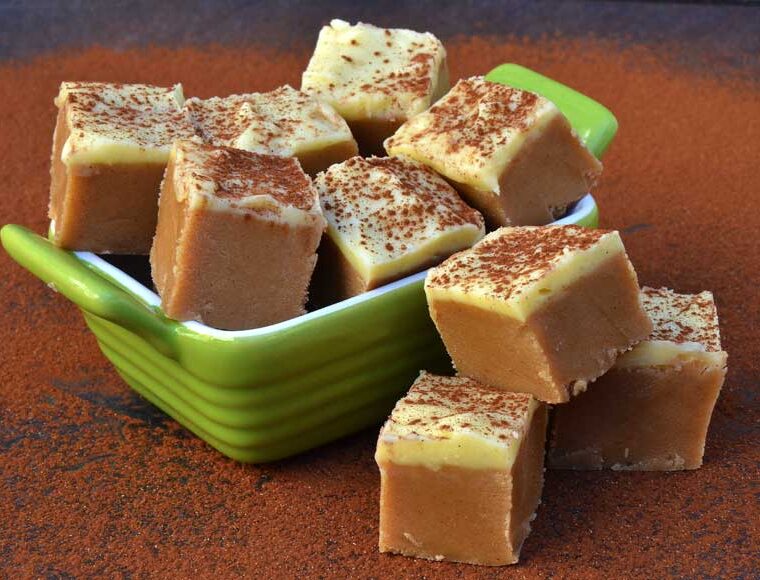 A dish of Cinnamon cappuccino fudge