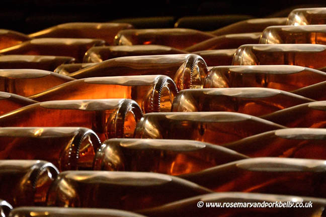 Bottles of English Rose wine Bluebell vineyard
