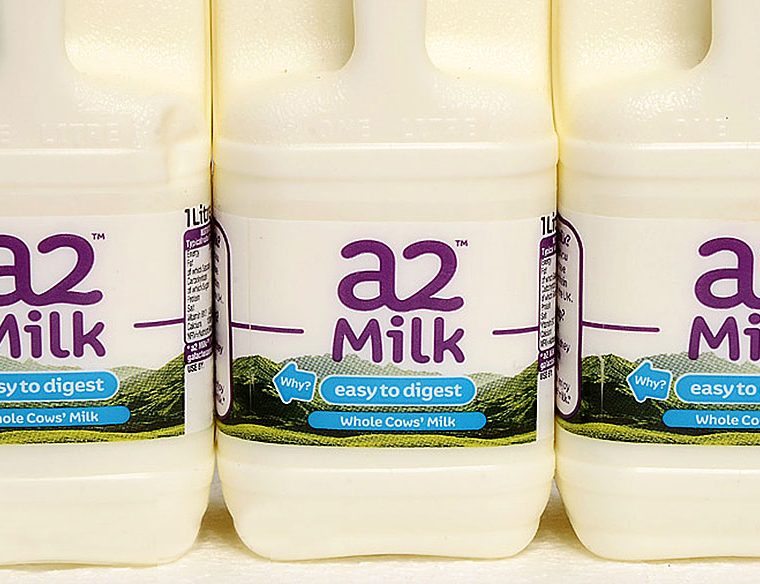 Plastic bottles of A2 milk