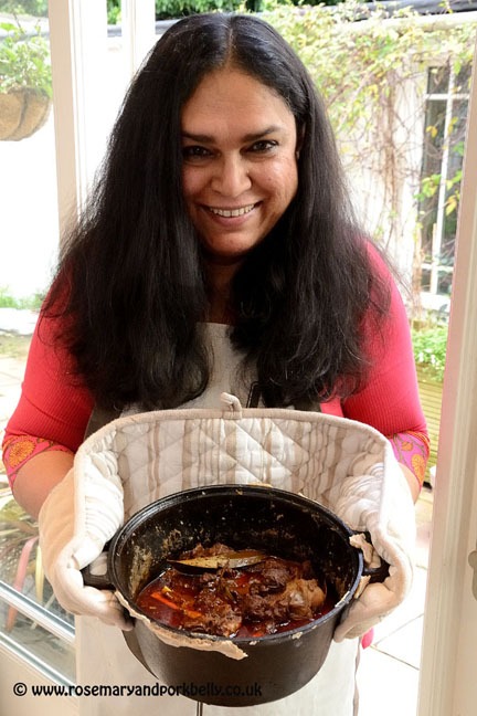 Priya Deshingkar with venison qorma
