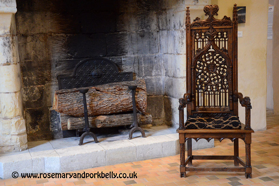 Fireplace and chair - Château du Rivau Loire France