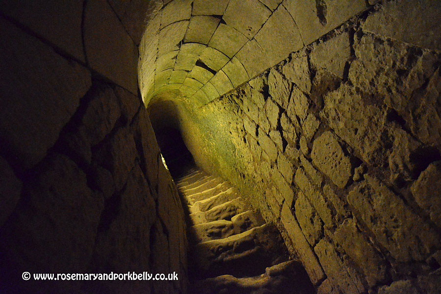 Steps to the underground caverns at Château de Brézé - Loire