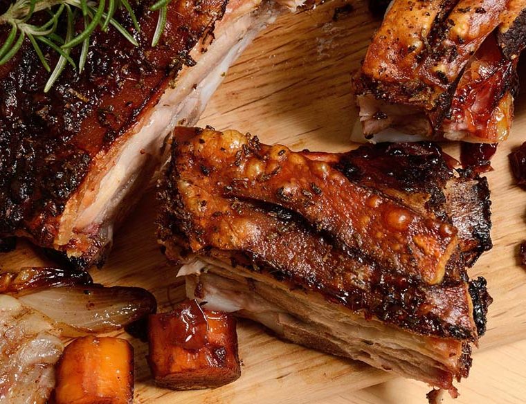 Roast pork with rosemary