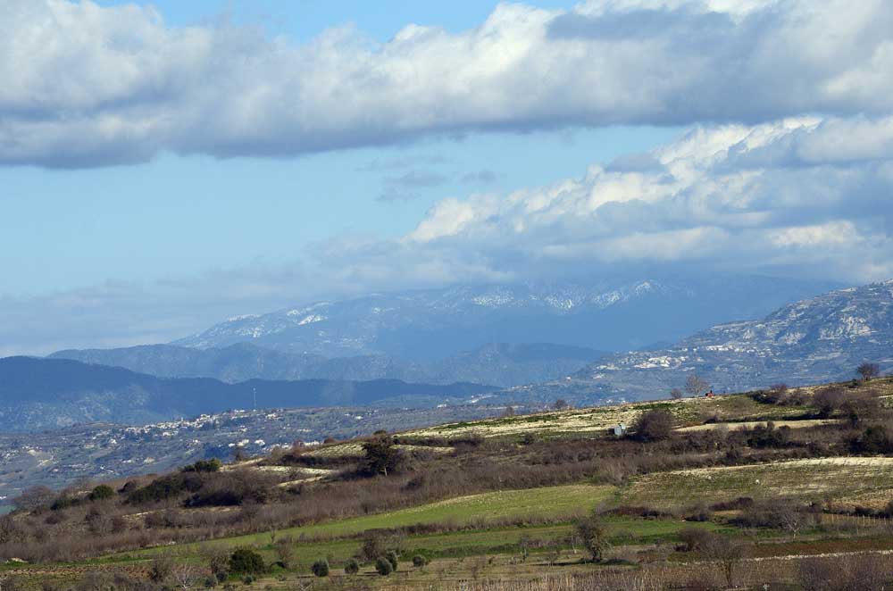 Looking towards the Troodos mountains Cyprus