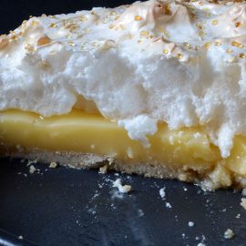 Lemon meringue pie made with goats whey