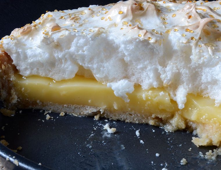Lemon meringue pie made with goats whey
