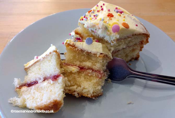 Homemade cake at, Clapham community café West Sussex © rosemaryandprokbelly.co.uk
