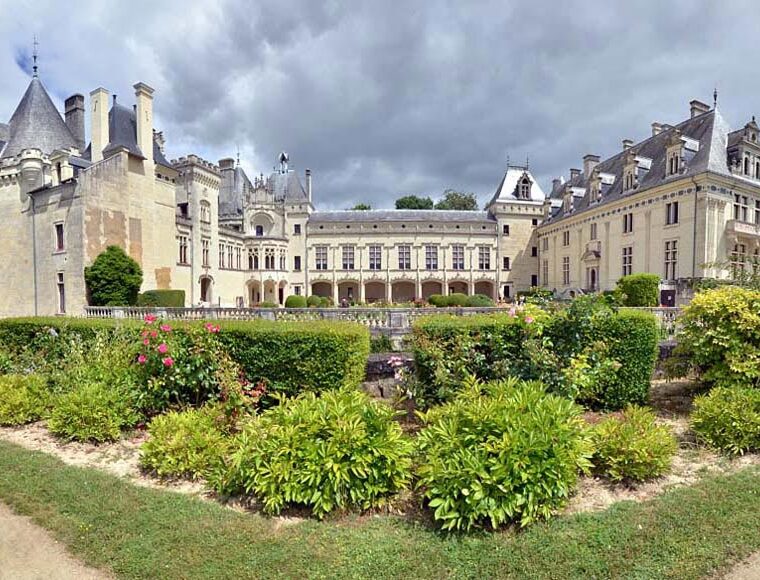 Exterior of Château de Brézé a château built between the 11th and 19th centuries in the Loire in France