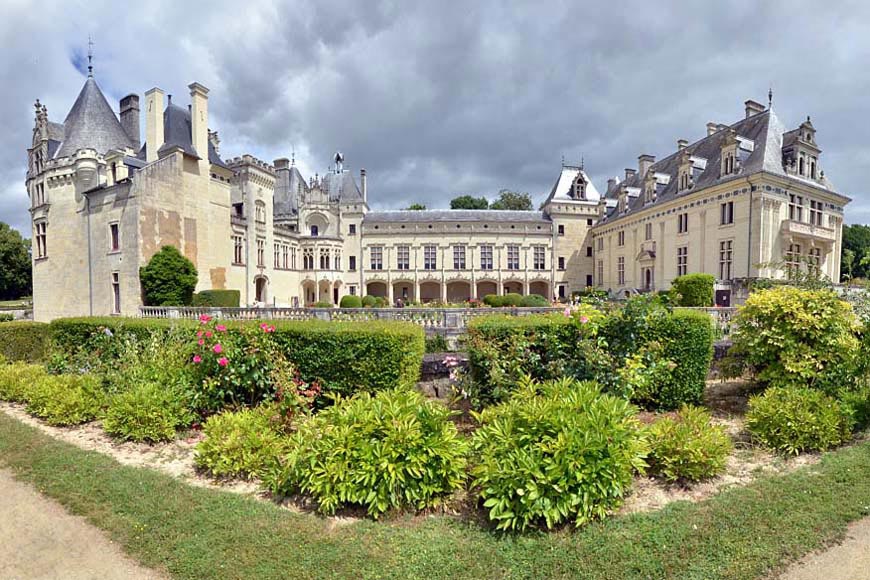 Exterior of Château de Brézé a château built between the 11th and 19th centuries in the Loire in France