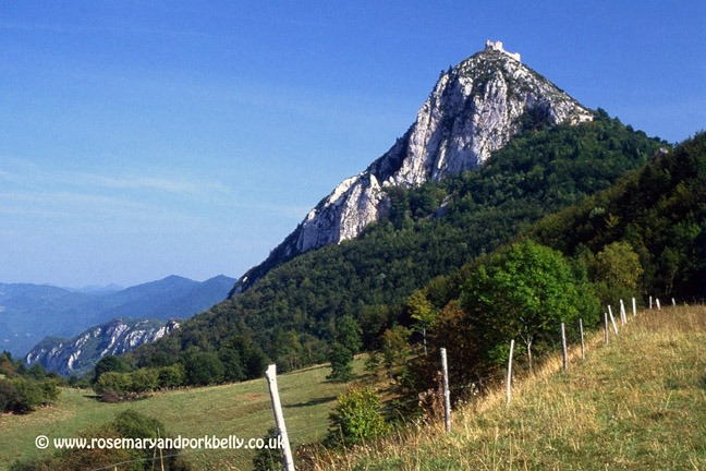 Looking towards Monsegur château ruins - Aude France