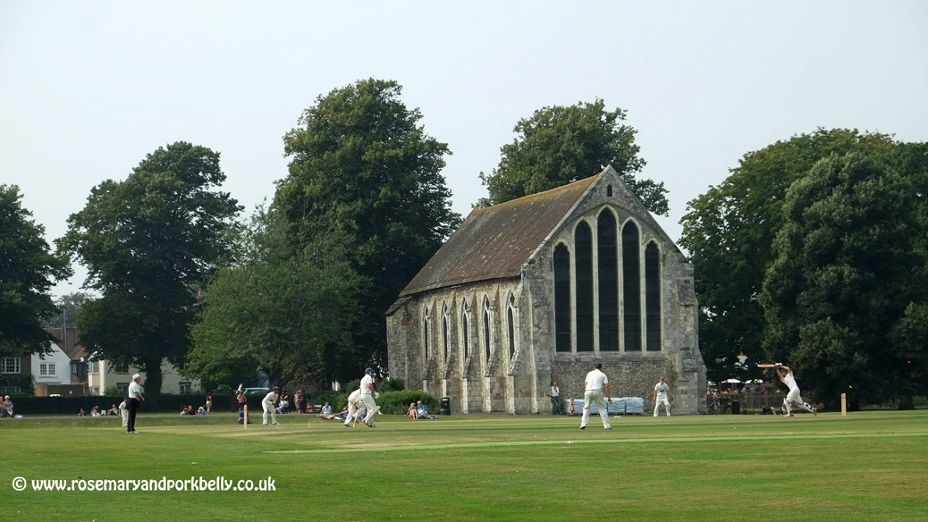 Playing cricket near the Guildhall - Priory park Chichester