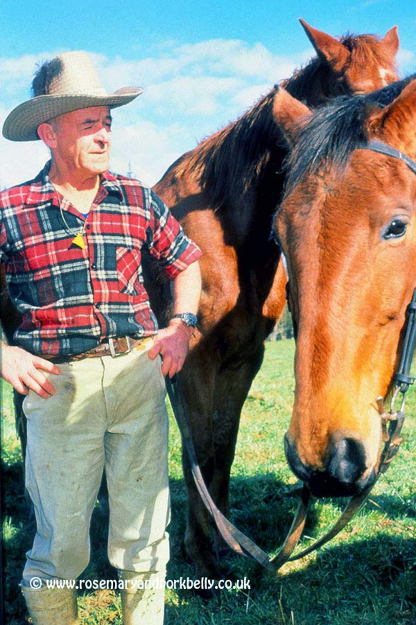 'Half Foot' Simpson and horses Karamea New Zealand 1988
