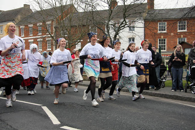 Pancake race Olney Buckinghamshire