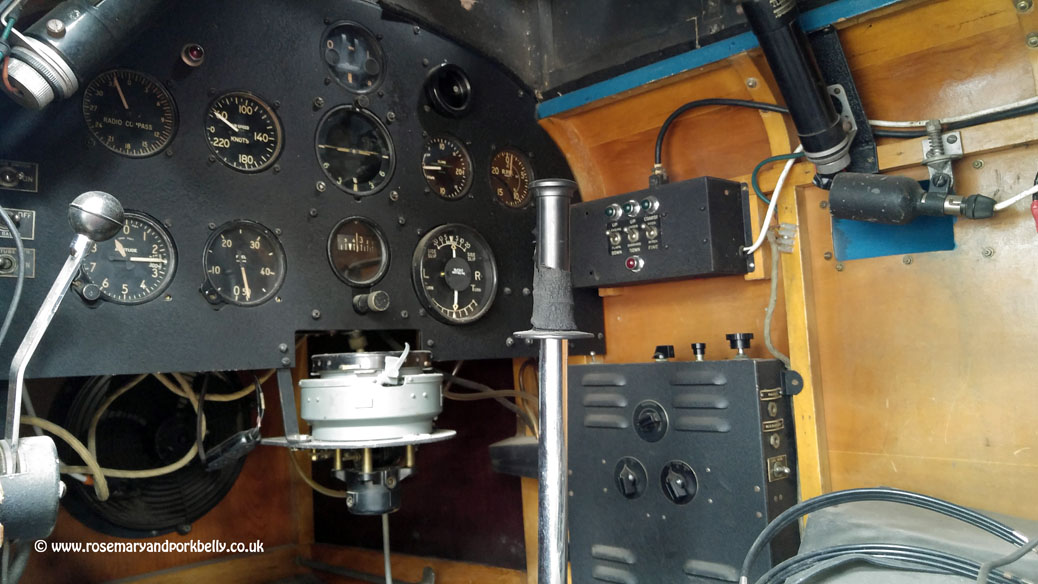 Inside WW2 flight simulator.
WW2 aircraft exhibit at Wings Museum in East Sussex