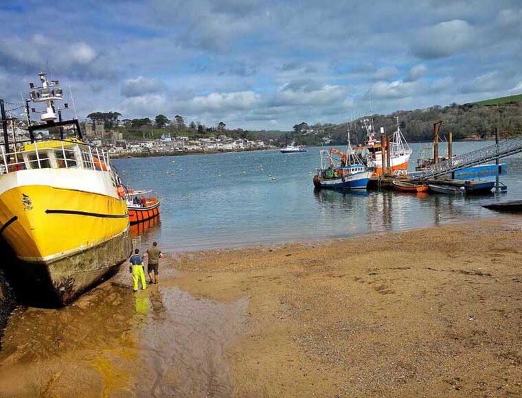 The harbour at Polruan in Cornwall UK
