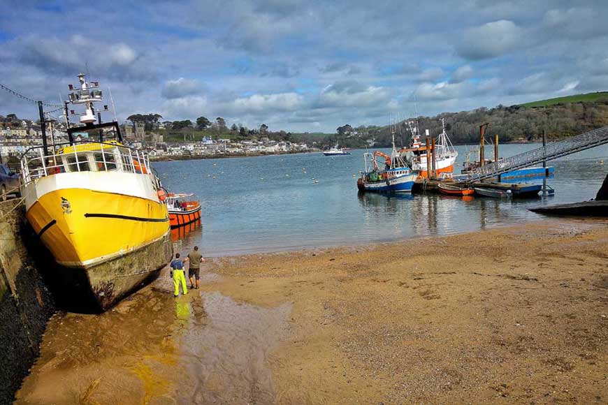 The harbour at Polruan in Cornwall UK