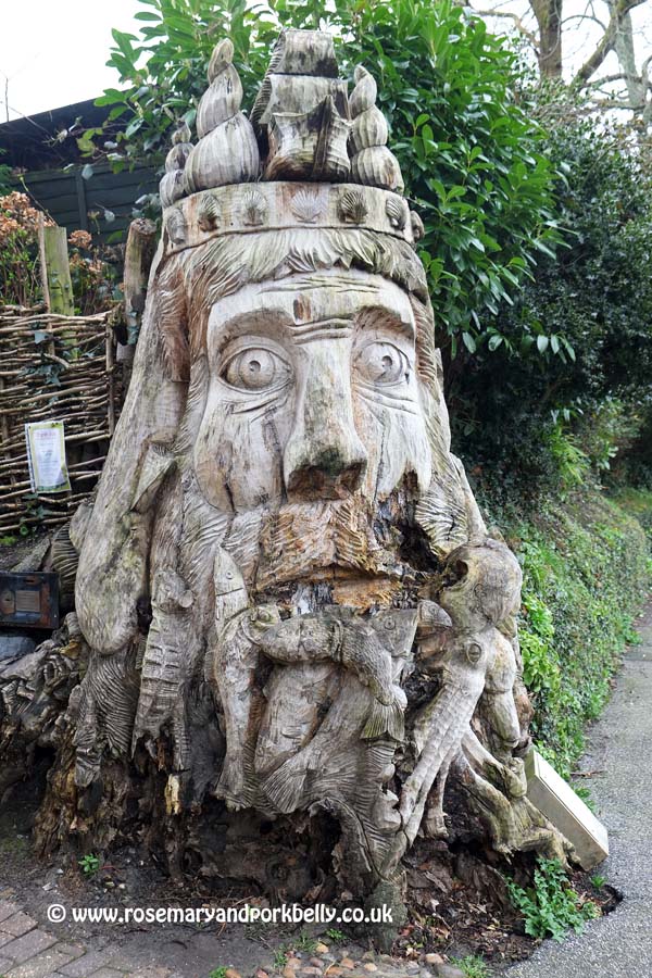 Neptune tree carving - Charlestown Cornwall