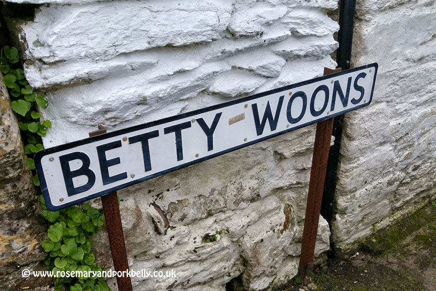 Betty Woons street name sign in Polruan Cornwall