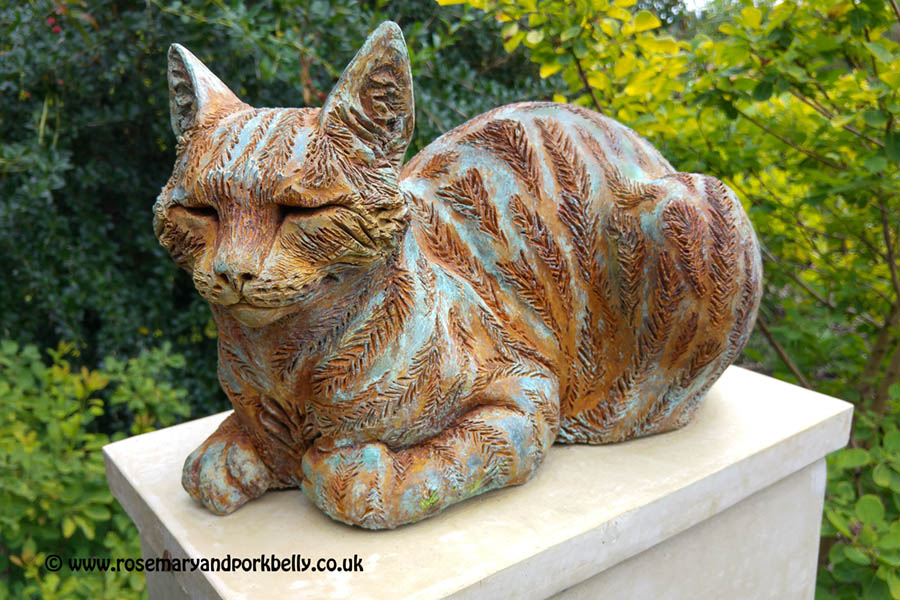 Ginger Copper Cat - Surrey Sculpture Society's trail of outdoor artwork, R H S Wisley