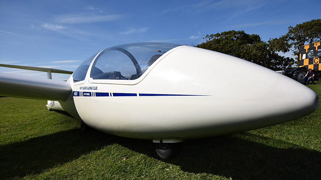 White glider at East Sussex Gliding Club - Ringmer East Sussex