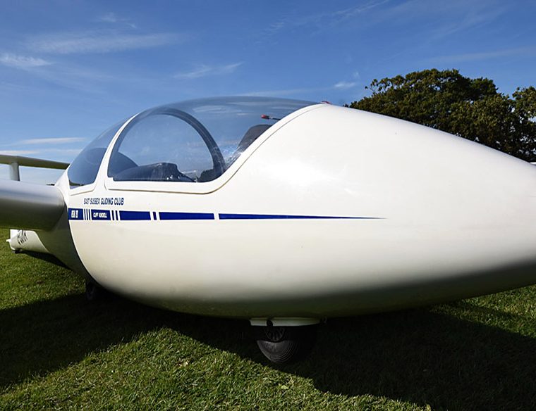 White glider at East Sussex Gliding Club - Ringmer East Sussex