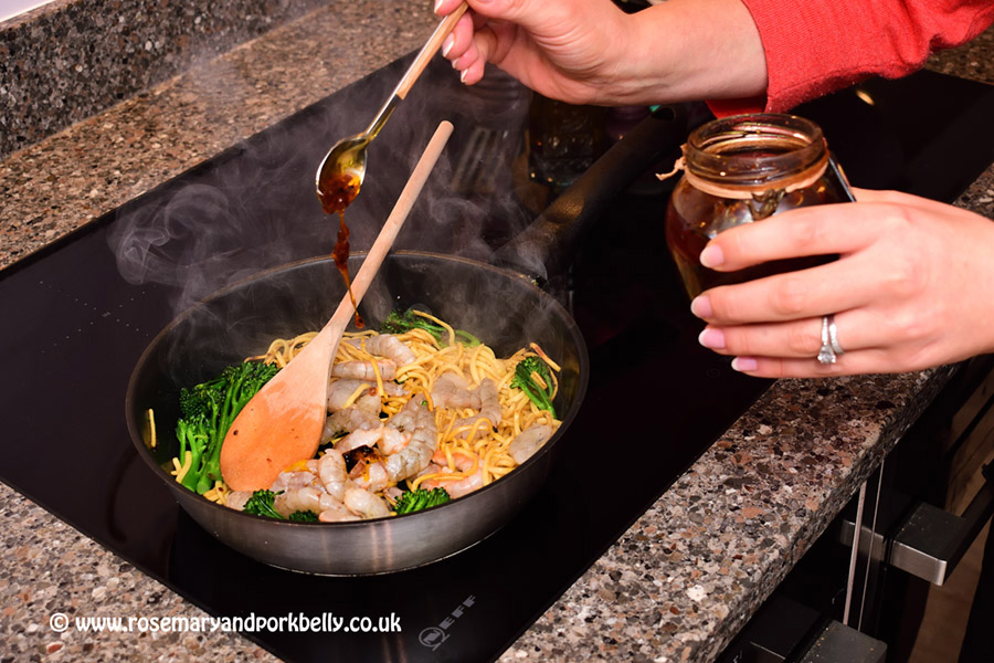 Adding Chillish to the stirfry