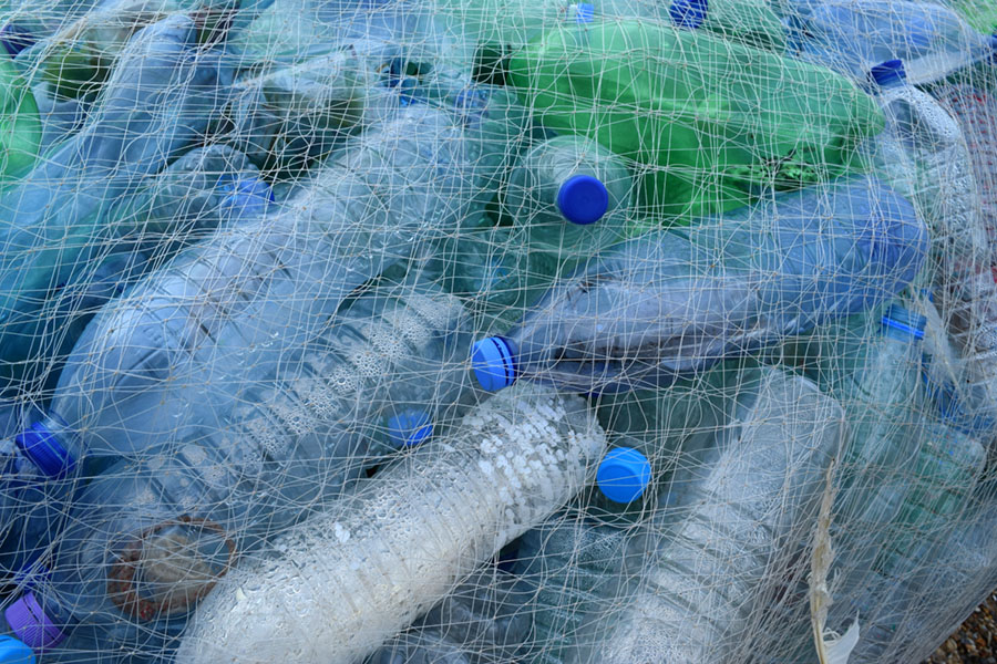 Waste plastic bottles