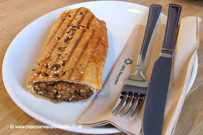 Lentil based mock sausage roll from Flourpot Bakery at 44 Poets Hove