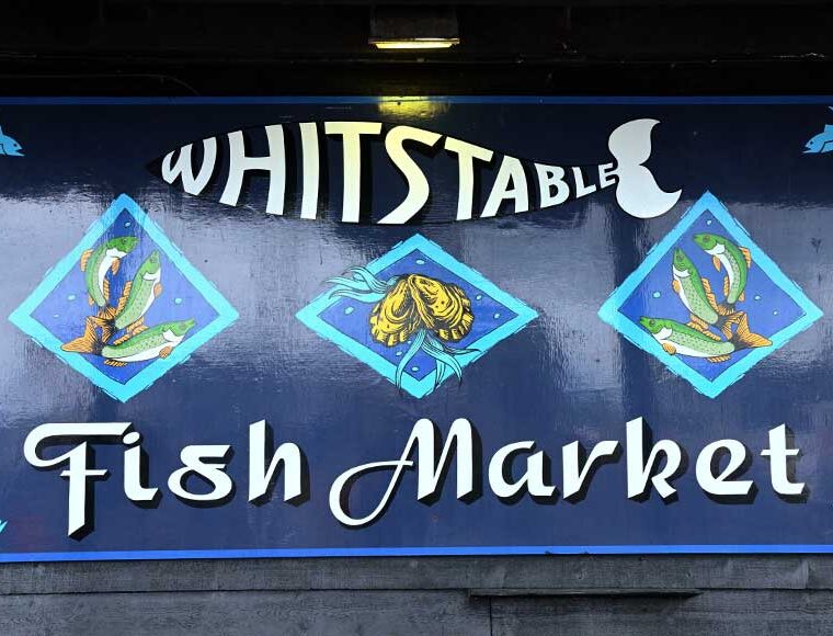 Whitstable Fish Market sign Whitstable Kent