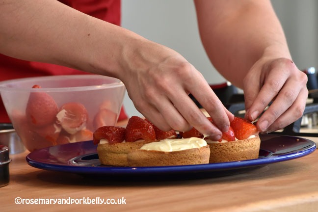 Finishing strawberrry tarts at the Foodies Festival Brighton