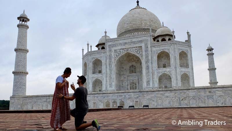Getting engaged at the Taj Mahal, September 2017