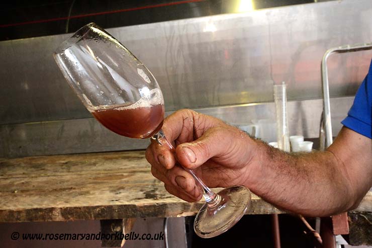 Grape juice from fresh squeezed Pinot Noir Bluebell Vineyard Sussex © rosemaryandporkbelly.co.uk