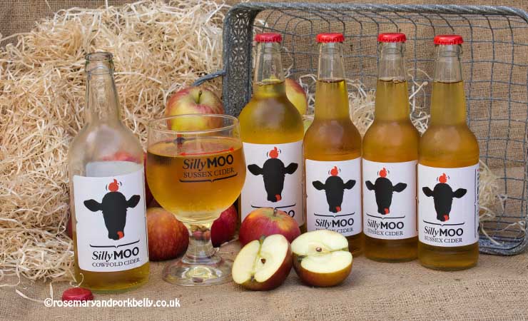 Bottles of Silly Moo cider © rosemaryandporkbelly.co.uk