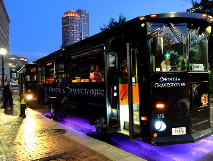 Trolleybus for the Ghost and Gravestones Tour Boston USA