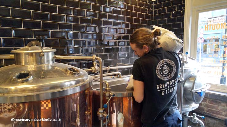 Filling the mash tun, Brewhouse and Kitchen Portsmouth © rosemaryandporkbelly.co.uk