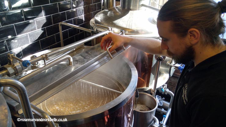Looking into the mash tun, Brewhouse and Kitchen Portsmouth © rosemaryandporkbelly.co.uk