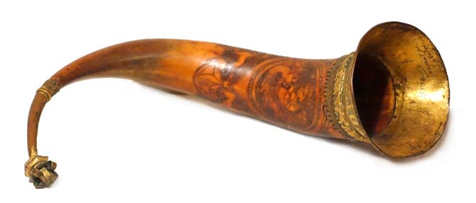 Drinking horn with runes under mount, Nordiska museet - Stockholm, Sweden © Daderot, Wikimedia Commons