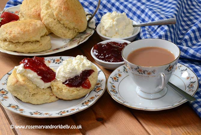 Tea, scones, jam and cream © rosemaryandporkbelly.co.uk