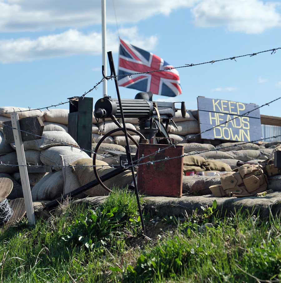 Replica Vickers machine gun at Shoreham Fort Memorial Trench West Sussex