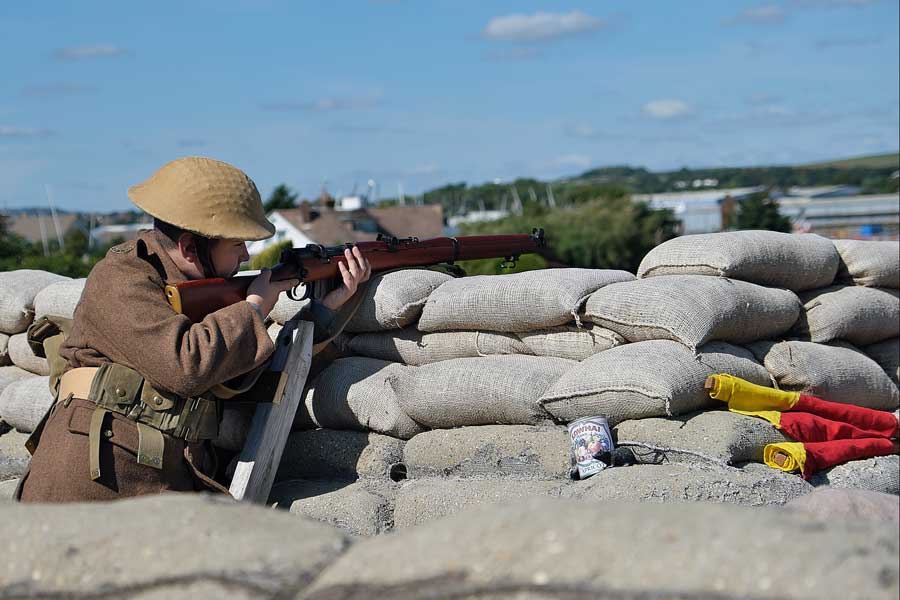 World War One soldier in the Memorial Trench at Shoreham Fort West Sussex
