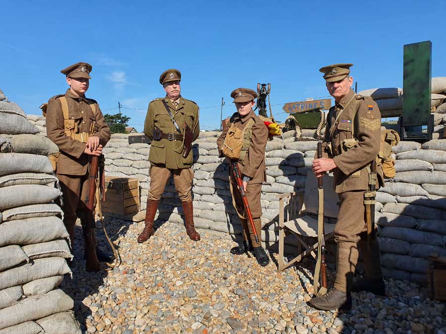 World War One soldiers and Shoreham Fort WW1 Memorial Trench