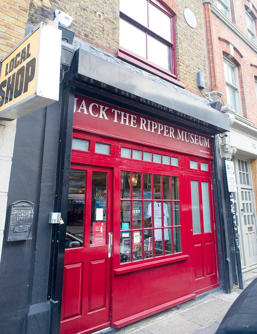 Exterior of Jack the Ripper museum in Cable Street, London