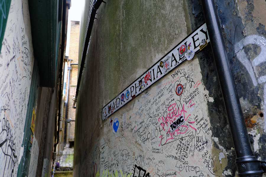 Quadrophenia Alley street sign in Brighton East Sussex