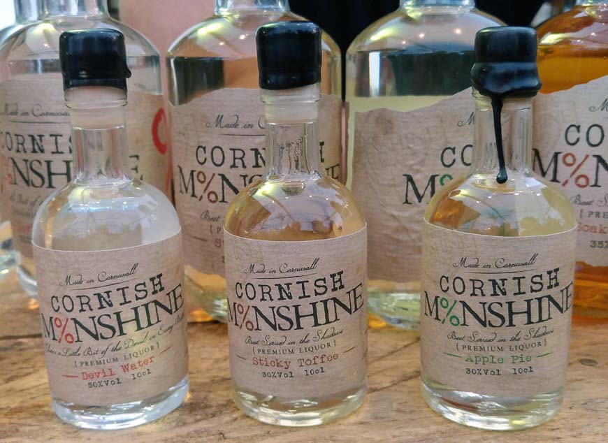 Bottles of Cornish Moonshine © rosemaryandporkbelly.co.uk