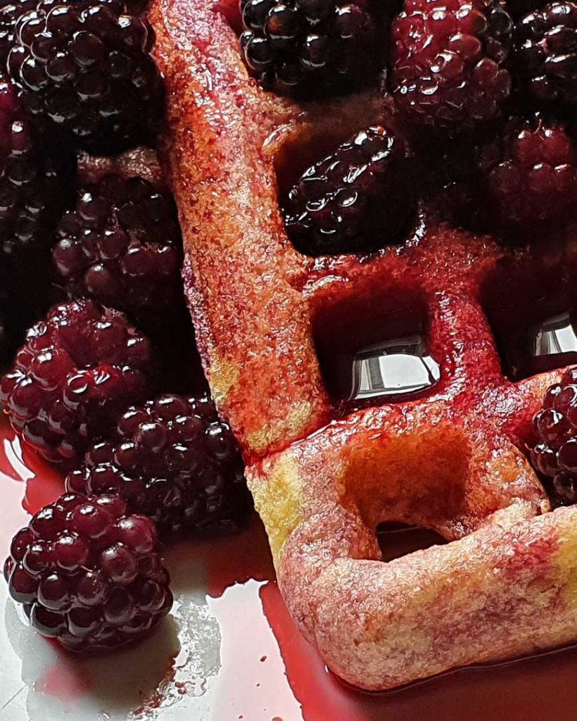 Coconut flour waffle with wild blackberries © rosemaryandporkbelly.co.uk