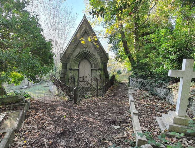 Mausoleum and gravestone at Extra Mural Cemetery Brighton