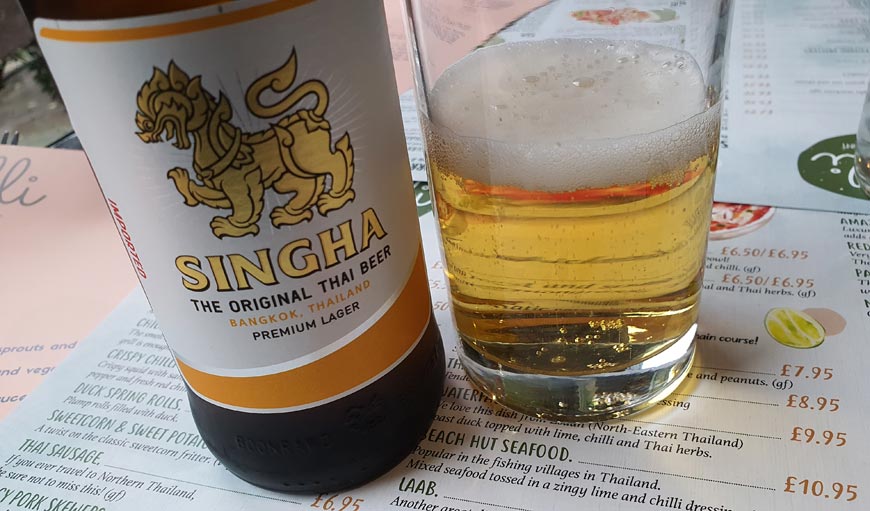 Singha beer, Chilli Thai restaurant, Hove © rosemaryandporkbelly.co.uk