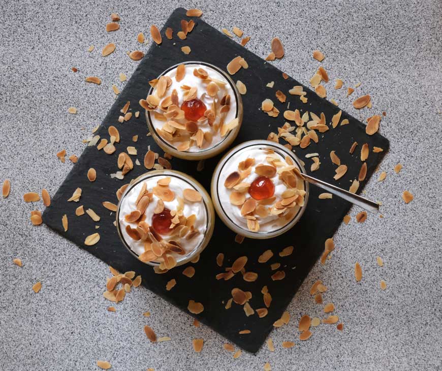 3 individual raspberry trifles