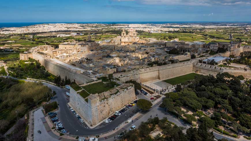 Aerial view of Mdina, Malta ©viewingmalta.com