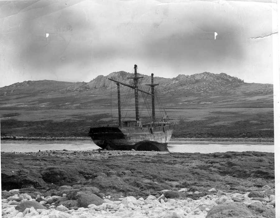 SS Great Britain in Sparrow Cove, Falkland Islands, before salvage